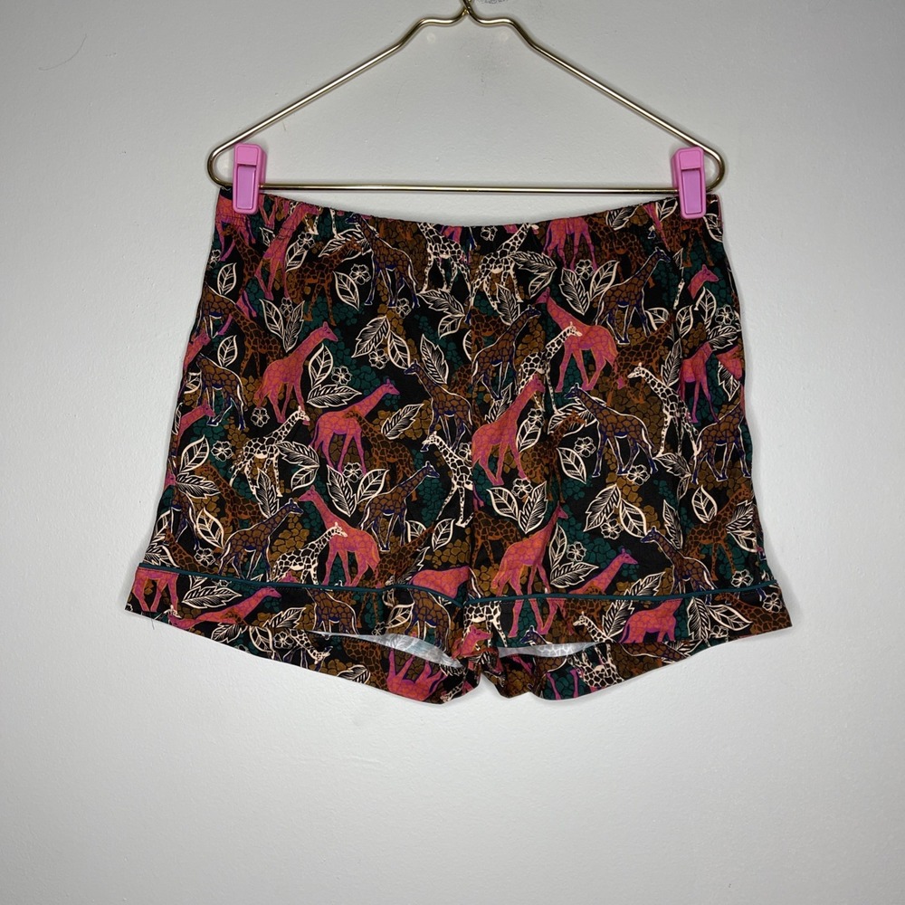New‎ Garnet Hill Organic Cotton Giraffe Print Short Medium M